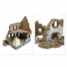 Set of 2 - 20mm 1/72nd Scale Ruins - Wargame Buildings - Battlegroup