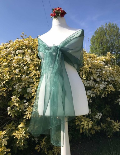 Forest green organza shawl - forest,