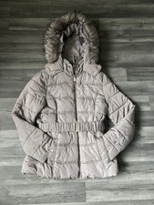 New look grey belted fur hood coat size 10