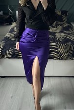 Zara Satin Purple Pencil Midi