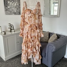 Brown Pink Chiffon Floral