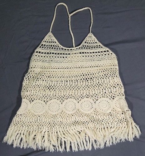 Poof white crochet - crochet, tank