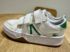Lacoste Boys Girls Unisex White Cream Green Trainers Infant 10 Used