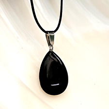 Obsidian Teardrop Pendant Necklace Natural Crystal Gemstone Protection Jewellery