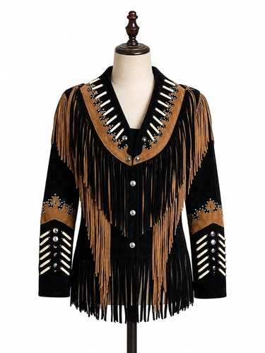 Western fringe leather suede - western,