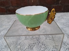 Aynsley hand painted Butterfly handle Green cup #2