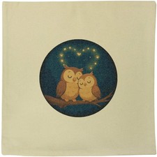40cm x 40cm 'Sweetheart Owls' Canvas Cushion Cover (CV00044623)