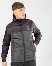 STOKE CITY Insulated Jacket Mens LARGE Quilted Hybrid Puffer Coat Hoodie