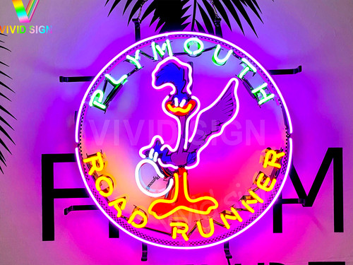 Plymouth road runner car neon - road,