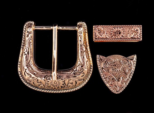 Gold western floral engraved - gold,