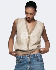 ZARA Sequin Vest Argyle Knit