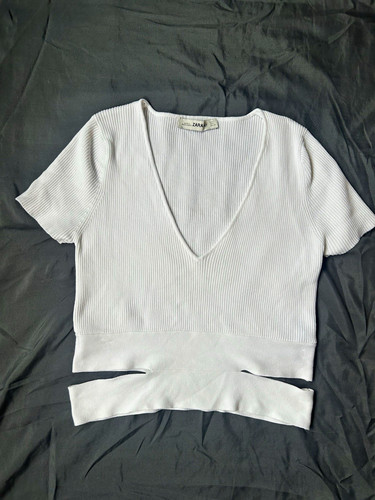 Zara white ribbed - ribbed, knit