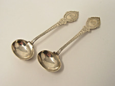 ANTIQUE  PAIR OF VICTORIAN SOLID STERLING SILVER SALT SPOONS GEORGE UNITE 1883