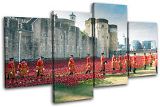 Tower of London Poppies City MULTI CANVAS WALL ART Picture Print VA