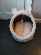 Cat Bed Hooded Kitten Pet Cosy Cave with Soft Calming Faux Fur