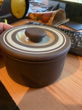 Vintage Hornsea Contrast Lidded Butter Dish Sugar Bowl, Brown Matte Glaze