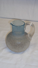 Vintage Roman Glass Style Textured Blue 5.5" Jug