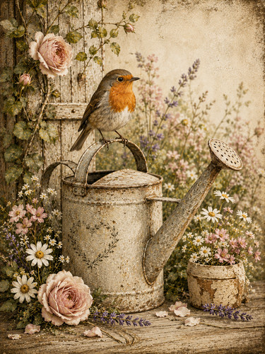 Robin bird cottage - bird,