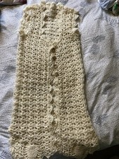 Long Gilet Waistcoat Hippy Festival Knitted With Buttons Cream