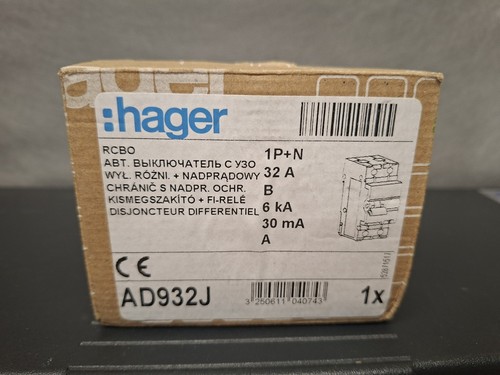 Hager ad932j 32a rcbo - 32a, 6ka