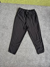 Zara TRF collection Dress trousers Ankle Cut Black M High Waist Silk Like Formal