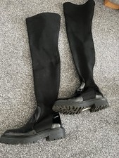 Black Over The Knee Chunky Lug