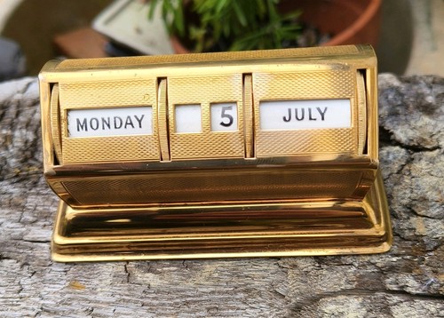 Vintage perpetual brass desk - vintage,