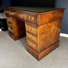 Antique burr walnut pedestal desk