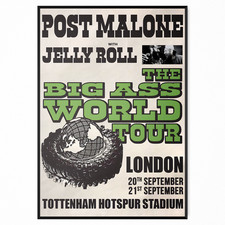 Post Malone The Big Ass World Tour 2025 Poster 20-21 September 2026 Poster A5-A1