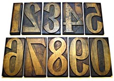 VERY LARGE VINTAGE WOODEN POSTER TYPE NUMBERS.