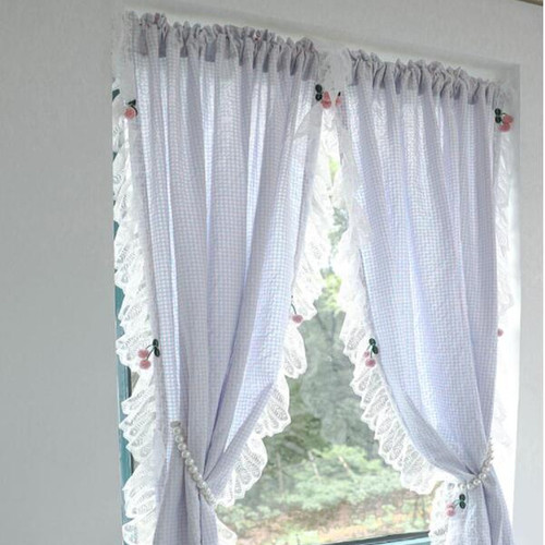 Panel lace check curtain - check,