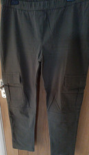 Ladies Khaki cargo style Trousers Uk 20 full elasticated waist