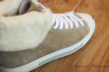 PRADA Beige Suede Fur Lined Trainers Hi Tops Ladies UK 6 US 9 EU 39