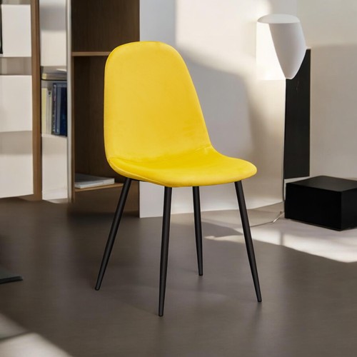 Yellow fabric dining chair - yellow,
