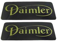 C35733 2 X DAIMLER ROCKER COVER BADGES BLACK GOLD LETTERING