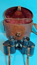 WW1 BINOCULARS  Leather case by Ross Manufacturer's Clapham Common London #755