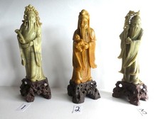 3pc Chinese Carved Soapstone Figures Measures 253mm , 255mm & 260mm in Height
