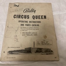 Bally Circus Queen Pin Ball Machine operation instructions Parts Catalog Manual