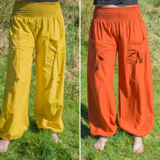 Plain Cotton Harem Style Trousers – Alibaba Baggy Boho Yoga Hippy Nomads Wales