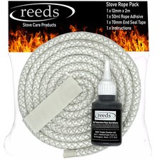 Stove Rope with Glue Option for Wood Burning Stoves Door & Glass Fire Seals Reed