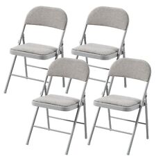 REBOXED 4x Folding Chairs Cushioned Fabric Office Reception Set Grey Frame
