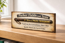 Police Truncheons sign Wooden