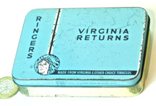 RARE ANTIQUE ART DECO RINGERS VIRGINIA RETURNS TOBACCO TIN 1920S INDIAN CHIEF