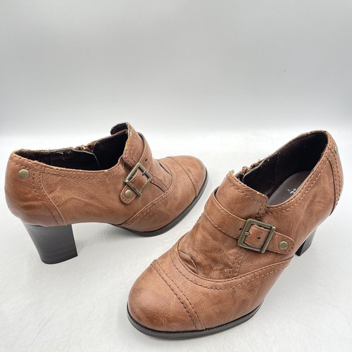 Brown leather high heel - leather,