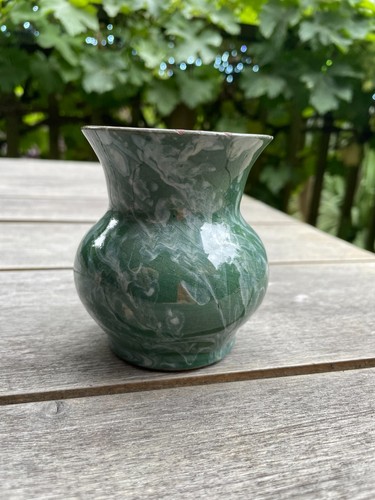 Studio pottery bud vase green - vase,