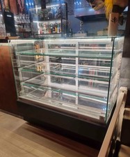 Cake, drinks, sandwiches display glass fridge.  Cafe,Restaurant,Shop