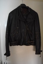 Brown Soft Leather Vintage Biker Jacket Joe Browns Size 14 Ladies