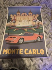 Lamborghini Miura Monte Carlo Casino Square Poster Print