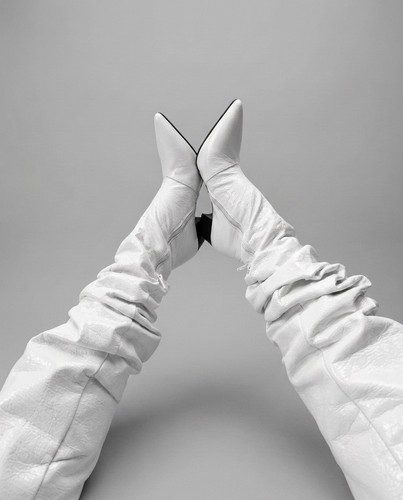 White faux leather sculptural - faux,