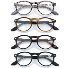 Mens Womens Vintage Round Spring Hinges Reading Glasses 1.0 1.5 2.0 2.5 3.0 3.5